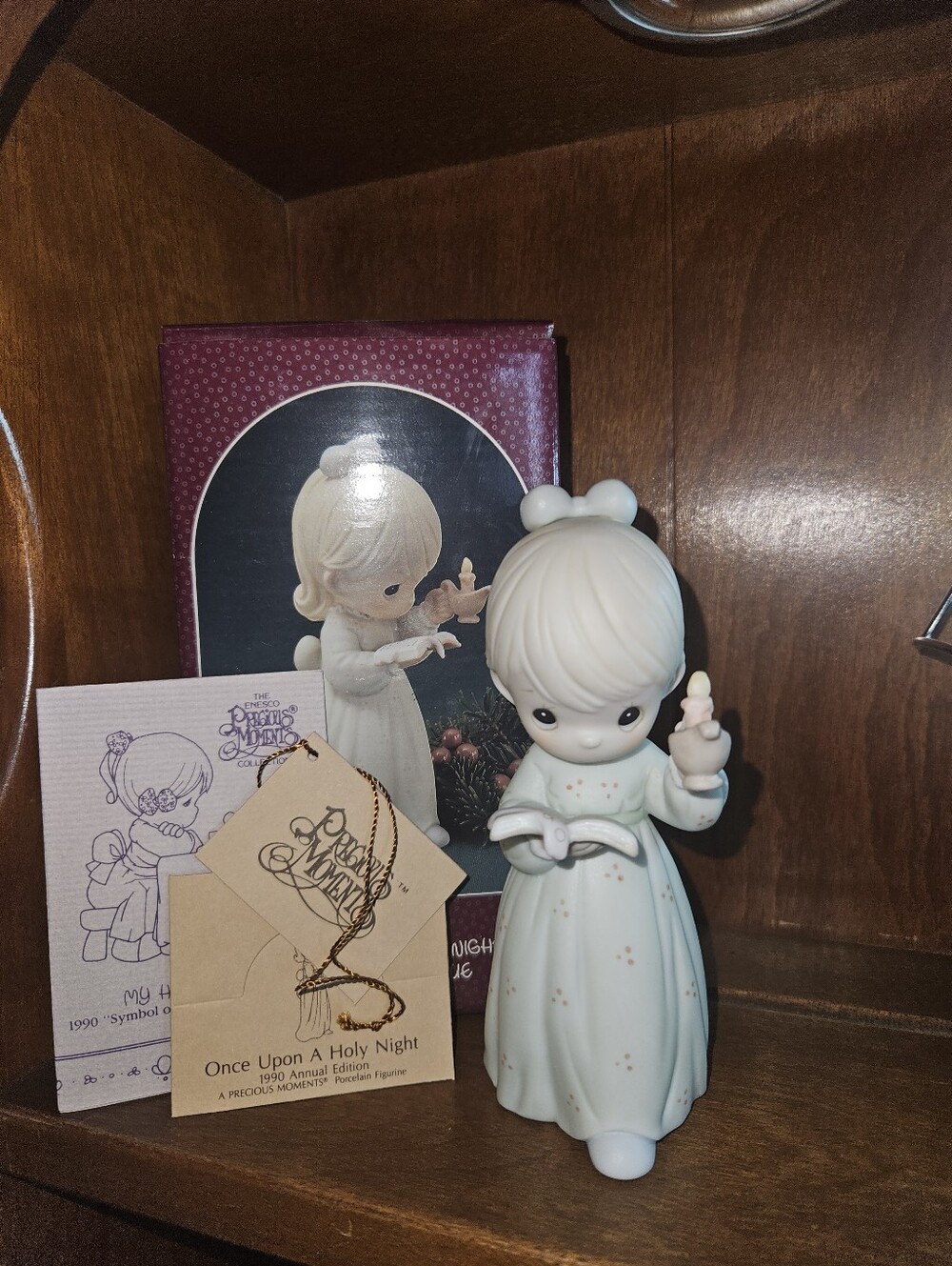 Precious Moments Figurine in Pale Mint and White - 'Once Upon a Holy Night'